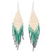 Falling Emeralds,'Beige and Green Glass Beaded Waterfall Earrings'