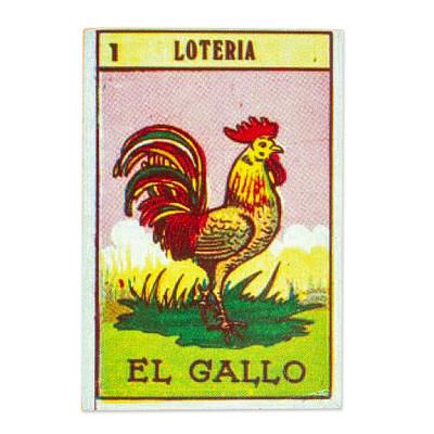 The Rooster,'Decoupage Wooden Magnet With Mexican Loteria Card Motif'