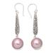 Innocence and Friendship,'Balinese Sterling Silver Dangle Earrings with Pink Pearls'