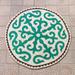 Realm Soul,'Turquoise and White Round Shyrdak Wool Rug (5 Feet Diameter)'