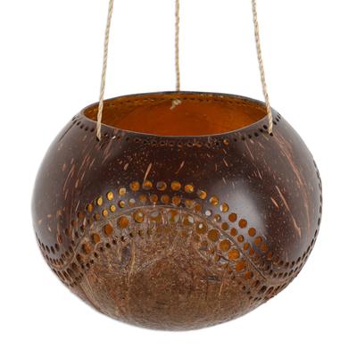 Riverside,'Coconut Shell Hanging Planter Hand-Crafted in Bali'