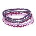 Fancy Dream in Fuchsia,'Set of 5 Fuchsia Glass and Brass Beaded Stretch Bracelets'