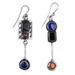 'Contemporary Sterling Silver Multi-Gemstone Dangle Earrings'