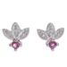 Lover's Crown,'Floral Sterling Silver Stud Earrings with Ruby Jewels'