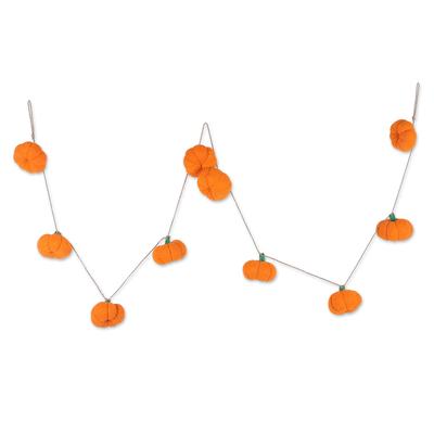Happy Pumpkins,'Handcrafted Pumpkin-Themed Orange Wool Felt Garland'
