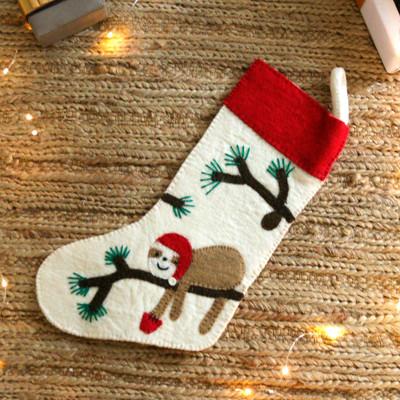 Tranquil Season,'Nature-Themed Applique Wool Felt Christmas Stocking'