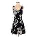 Aqua Casual Dress - Fit & Flare: Black Print Dresses - Women's Size Small