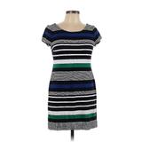 Banana Republic Casual Dress - Shift Boatneck Short Sleeve: Black Stripes Dresses - Women's Size 10