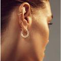 Anthropologie Jewelry | New~ Anthropologie Gold Glitz Crystal Hoop Earrings | Color: Gold | Size: Os