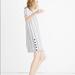 Madewell Dresses | Madewell V Neck Linen Mini Dress Striped Button Detail Blue Cream Size Small | Color: Blue/White | Size: S