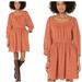 Madewell Dresses | Madewell Nwot Square Neck Embroidered Corduroy Dress Large Puff Sleeve | Color: Red | Size: L
