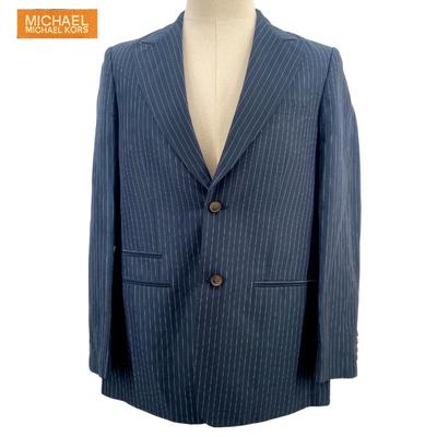 Michael Kors Suits & Blazers | Michael Kors 2 Button Blazer Jacket Men's 38r Blue Linen Silk Sport Coat Stripe | Color: Blue | Size: 38r