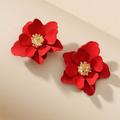 Anthropologie Jewelry | New Zenzii For Anthropologie Red Gold Buttercup Flower Stud Post Earrings | Color: Gold/Red | Size: Os