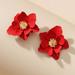 Anthropologie Jewelry | New Zenzii For Anthropologie Red Gold Buttercup Flower Stud Post Earrings | Color: Gold/Red | Size: Os