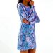 Lilly Pulitzer Dresses | Lilly Pulitzer Beline Long Sleeve Dress Lapis Lazuli Horseshoe Bay | Color: Blue/Pink | Size: Xs