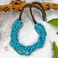 Anthropologie Jewelry | New My Gems Rock! Chunky Magnesite Turquoise Multi-Strand Necklace | Color: Blue/Brown | Size: Os