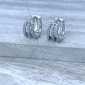 Anthropologie Jewelry | New ~ Anthropologie Triple Pave Crystal Silver Huggie Earrings | Color: Silver | Size: Os