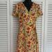 J. Crew Dresses | J.Crew Floral Wrap Dress Yellow Red V-Neck Short Sleeve Sz 2 | Color: Red/Yellow | Size: 2