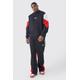 Mens Red Plus Man Colour Block jumper Gusset Tracksuit, Red