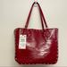 Zara Bags | New With Tags Zara Red Snake Lizard Faux Embossed Studded Tote Bag. | Color: Red | Size: Os