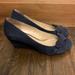 Nine West Shoes | Navy Suede Wedges | Color: Blue | Size: 9