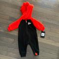Nike One Pieces | Nike Baby Boy's Sherpa Long Sleeve Hooded Coverall. 6m. Nwt. Zip Front. | Color: Black/Orange | Size: 6mb