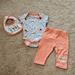 Disney Matching Sets | Mickey, Goofy, & Donald Duck Disney Baby Boy 3 Piece Outfit Set With Bib | Color: Gray/Orange | Size: 3-6mb