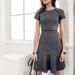 J. Crew Dresses | J. Crew Tweed Fit And Flare Color Block Short Sleeve Dress, Black & Grey, Size 0 | Color: Black/Gray | Size: 0