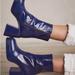 Free People Shoes | New Free People Ruby Blue Patent Leather Platform Boots Sz 37.5 | Color: Blue | Size: 37.5