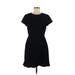 Club Monaco Casual Dress - Wrap Crew Neck Short sleeves: Black Print Dresses - Women's Size 8