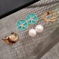 Nine West Jewelry | Jewelry Set Hammered Gold Hoops, Pearl Studs, Starfish Earrings, Gold Ring | Color: Gold/White | Size: Os