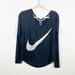 Nike Tops | Nike Womens Boat Neck Shirt Top Black Silver Swoosh Size Large Long Sleeve | Color: Black/Silver | Size: L