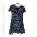 J. Crew Dresses | J. Crew S/S Blue Floral Print V-Neck Midi Dress Size 6 Euc Style J0923 | Color: Black/Blue | Size: 6