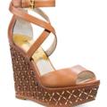 Michael Kors Shoes | Michael Kors Gabriella Leather Wedges | Color: Brown/Gold | Size: 6