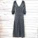 Free People Dresses | Free People Maxi Dress Women’s Xs Gray Floral 3/4 Sleeves V-Neck | Color: Black/Gray | Size: Xs