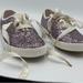Kate Spade Shoes | Kate Spade And Keds Glitter Sneakers Satin Laces Sz 2 Us Kids Adorable | Color: Gold/Purple/Tan | Size: 2g