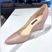 Nine West Shoes | Nine West D’orsay Nude Patent Wedge 9.5 | Color: Cream | Size: 9.5