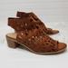 American Eagle Outfitters Shoes | New American Eagle Women's 8.5 Brown Open Toe Laser Cut Sandal 2" Block Heel | Color: Brown | Size: 8.5