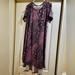 Lularoe Dresses | Lularoe Purple Floral Print Carly Dress | Color: Black/Purple | Size: L