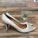 J. Crew Shoes | J. Crew Beige Studded Suede Pointy Toe Heels Size 9.5 | Color: Cream | Size: 9.5