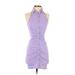 Shein Casual Dress - Shirtdress High Neck Sleeveless: Purple Print Dresses - Women's Size Medium