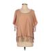 Haute Hippie Short Sleeve Top Tan Scoop Neck Tops - Women's Size Small