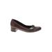 Clarks Heels: Pumps Chunky Heel Classic Brown Print Shoes - Women's Size 7 - Round Toe