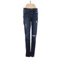 Hudson Jeans Jeggings - Mid/Reg Rise Skinny Leg Boyfriend: Blue Bottoms - Women's Size 26 - Dark Wash