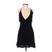 Zara Basic Casual Dress - Wrap Plunge Sleeveless: Black Solid Dresses - Women's Size X-Small