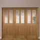 Freedom Elveden 4 Panel 2 Lite Frosted Glazed Oak Veneer Internal Tri-Fold Door Set, (H)2035mm (W)2374mm