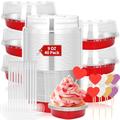 40 Set Heart Shaped Cake Pans 9 oz Disposable Aluminum Foil Mini Pan 5.4 Inch Containers with Lids Dessert Baking Cups Liners for Christmas Valentine's Weddings Mother's Day Party (LX-076)