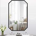 TMGY Black Octagon Mirror Wall Mounted 27.5''x19.6'',Large Black Mirrors for Wall Decor Ornate Mirror,Big Metal Frame Wall Mirror Antique Mirror,Modern Vanity Mirror for Living Room Bathroom Bedroom