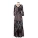 Chloe Oliver Casual Dress - Maxi: Gray Paisley Dresses - Women's Size Medium