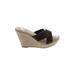 Jessica Simpson Wedges: Slip-on Platform Casual Brown Solid Shoes - Women's Size 10 - Open Toe